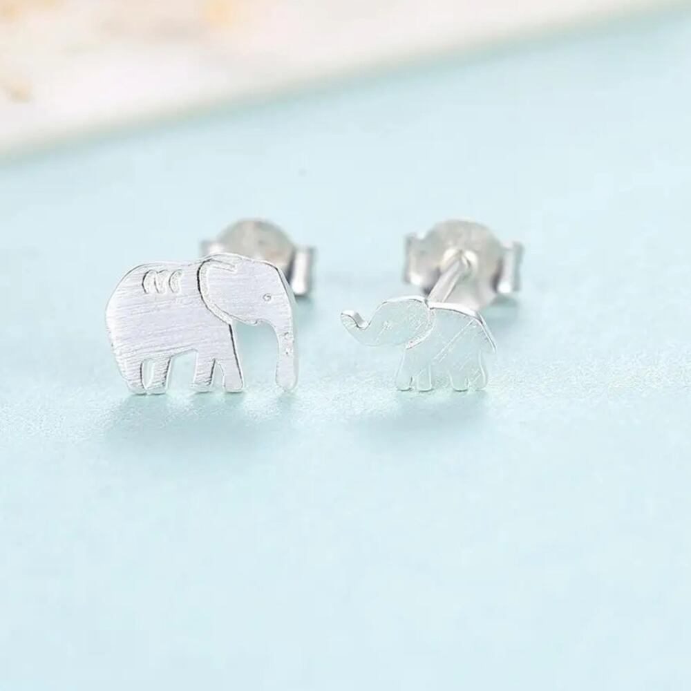 NEW sterling silver mom baby elephant animal stud earrings jewelry B16A - Picture 3 of 8
